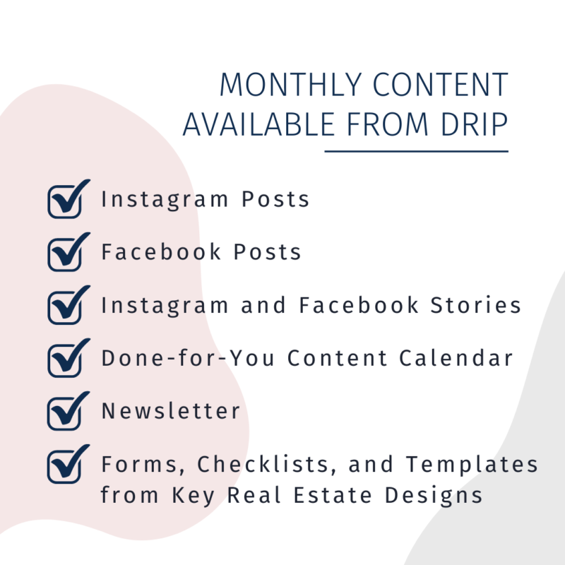 Real estate social media posts, stories, newsletters, and content calendars delivered monthly.