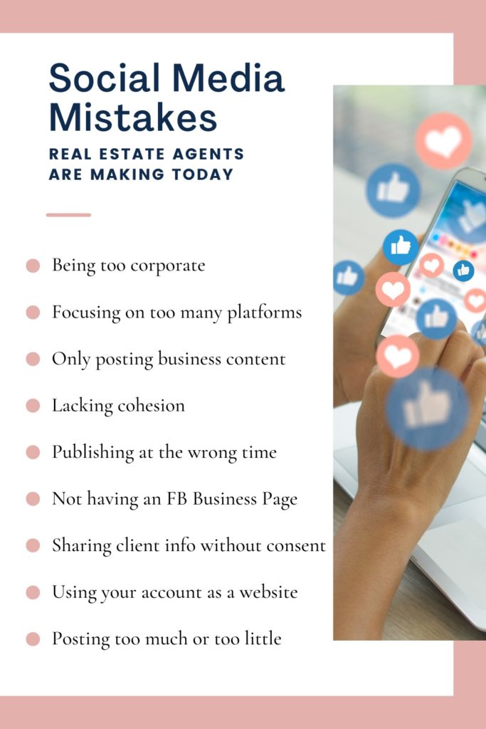 Real estate social media mistakes. Social media mistakes real estate agents are making today. new real estate agents, new realtors, new real estate brokers, real estate tips, real estate business