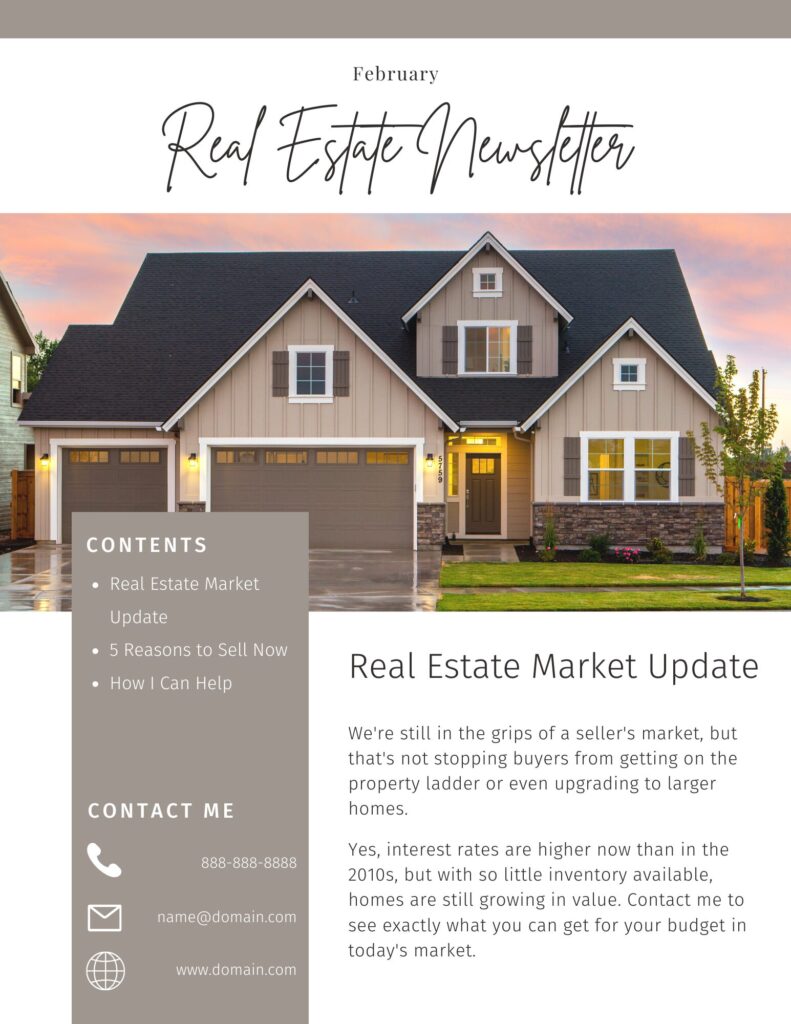 Real Estate Newsletter for Real Estate Agents, Real Estate Brokers, and REALTORS. real estate newsletter examples, real estate newsletters, real estate newsletter sample, real estate newsletter template